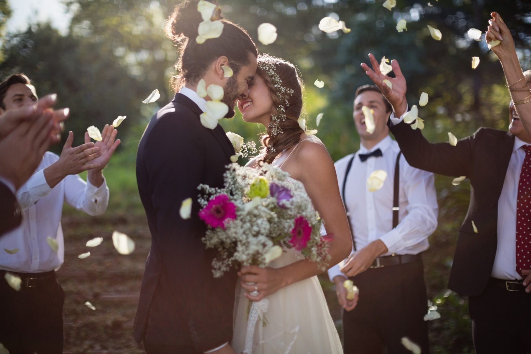 A confetti filled recessional down the aisle