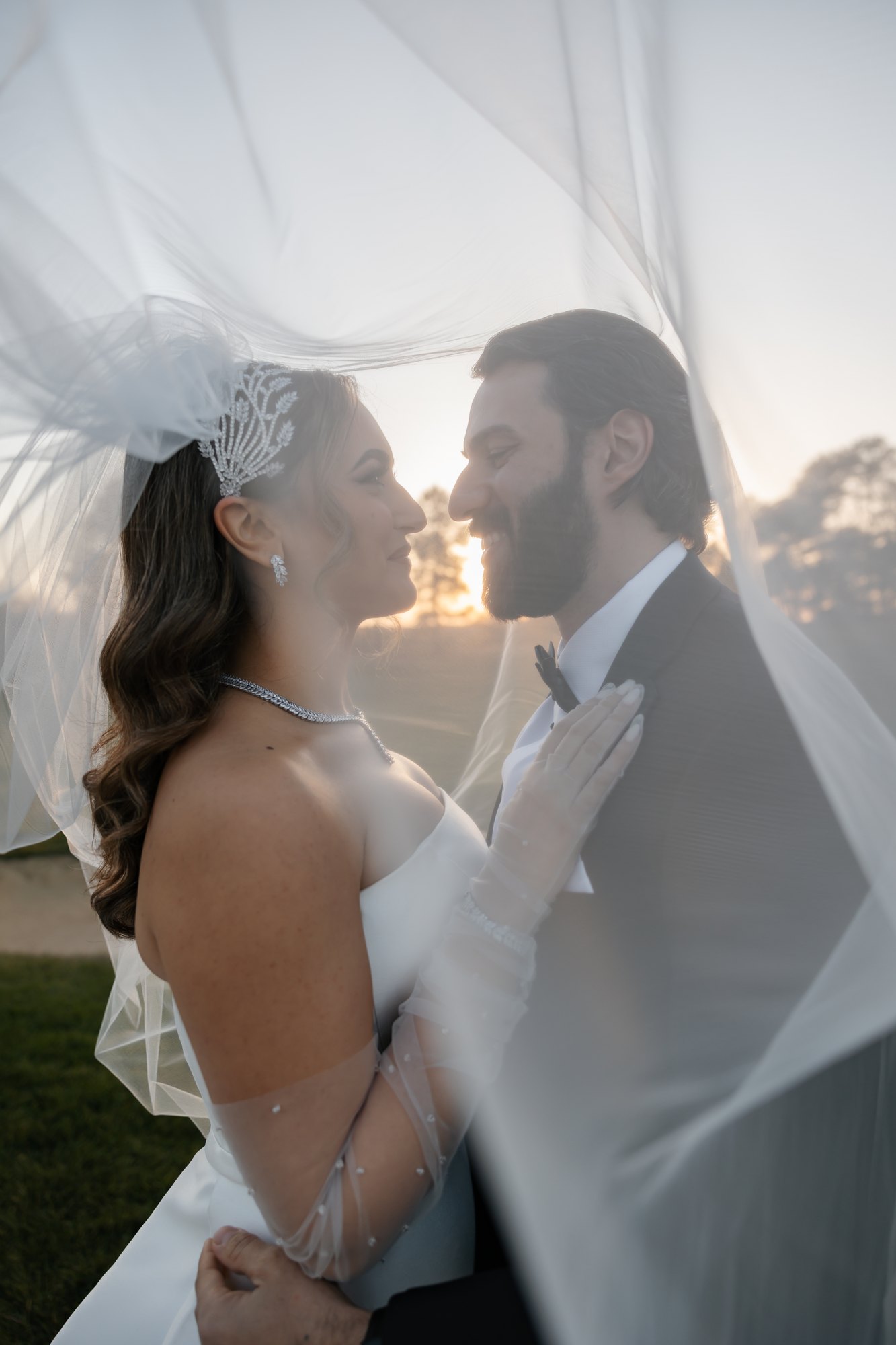 A bride and groom sharing a quiet moment before the ceremony