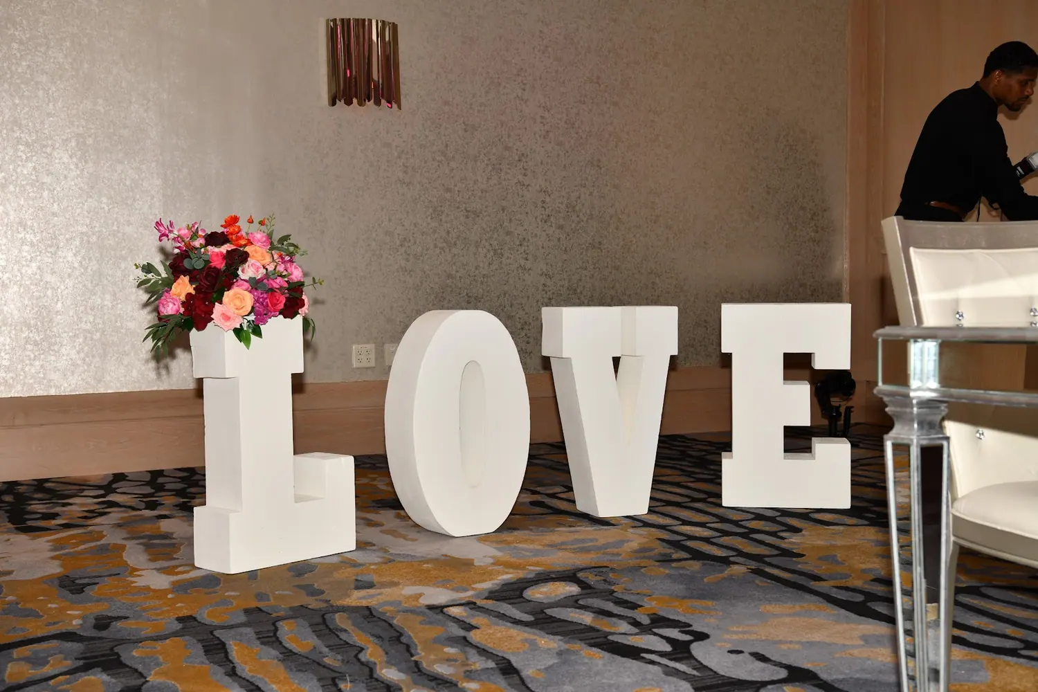 LOVE letters at the reception entrance