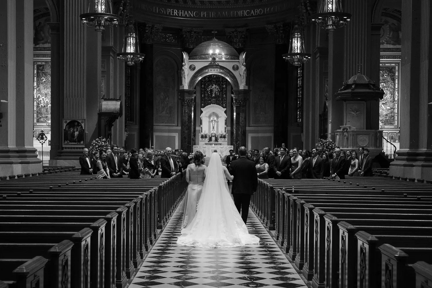 The aisle seen from the back of the cathedral