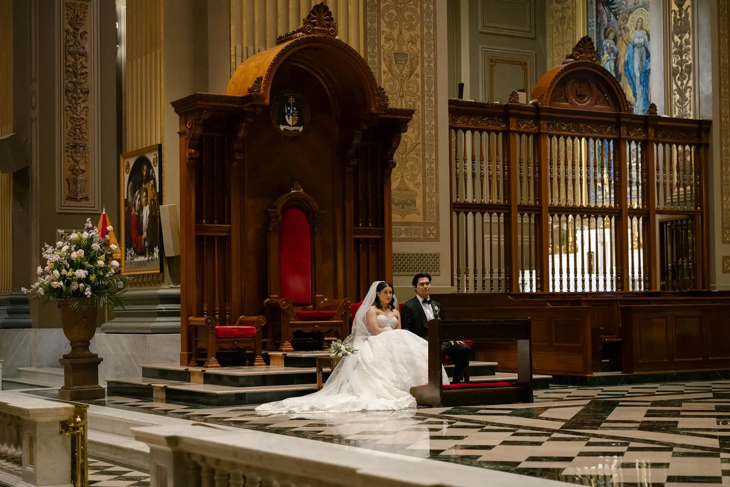 The bride entering the sanctuary