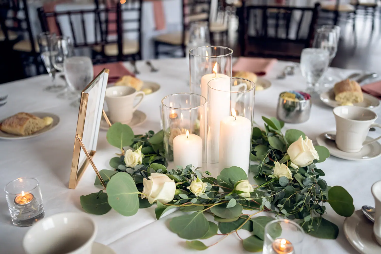 Detail of the tablescape and candles